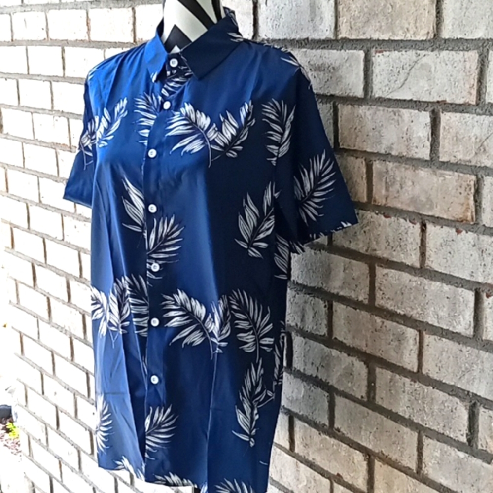 Blue Tropical Palm Shirt - Picture 4 of 6